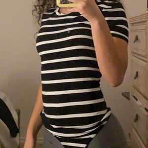 Black and white strips bodysuit